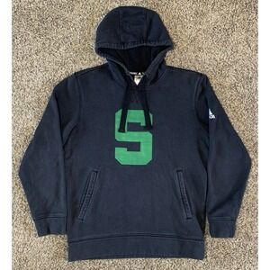 Michigan State Spartans Hoodie Mens Medium Black Sweatshirt Adidas Pullover Logo